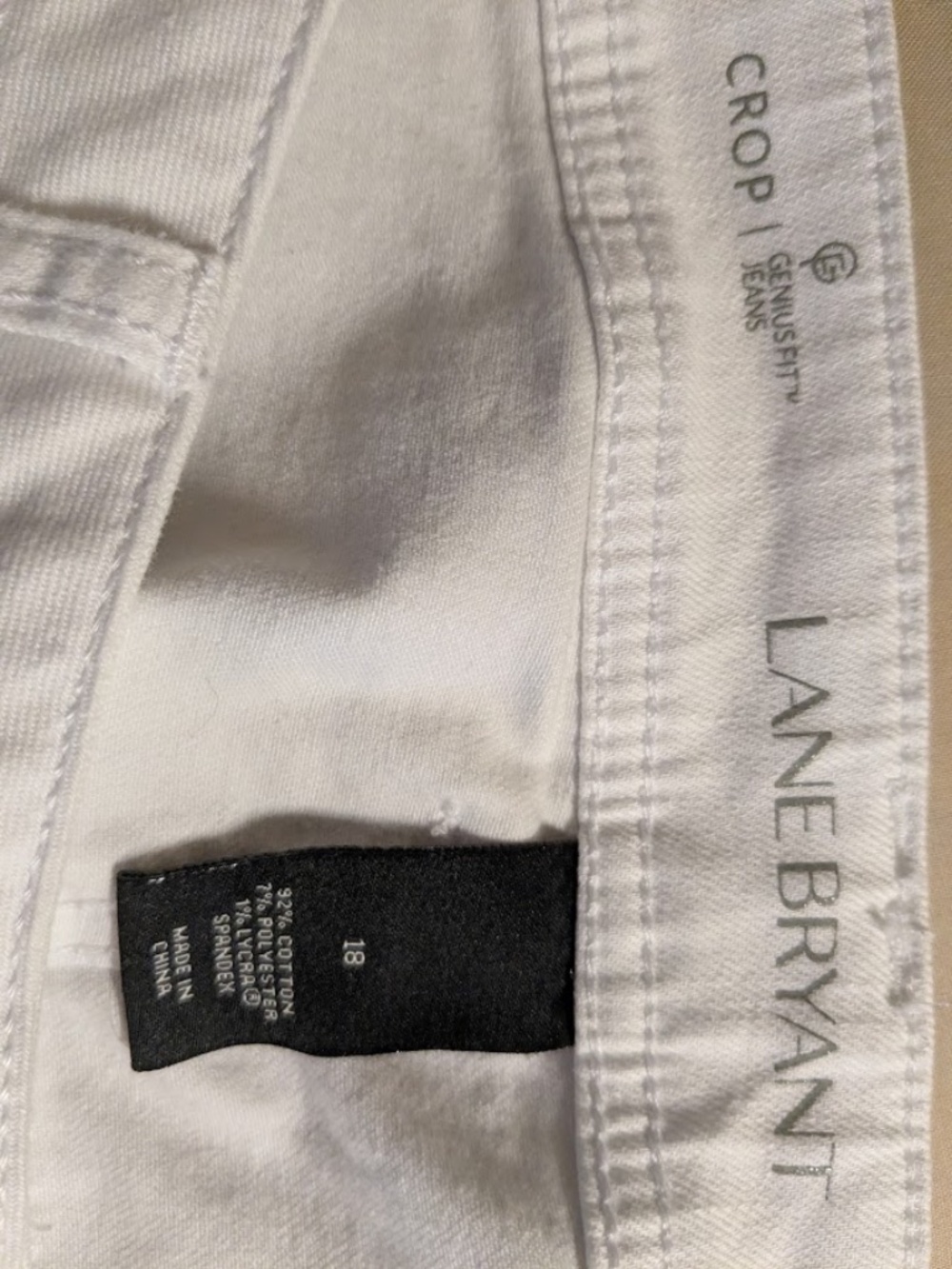FINAL MARKDOWN! Lane Bryant White Denim Crop Pants, Women's Plus 18 - Picture 2 of 6